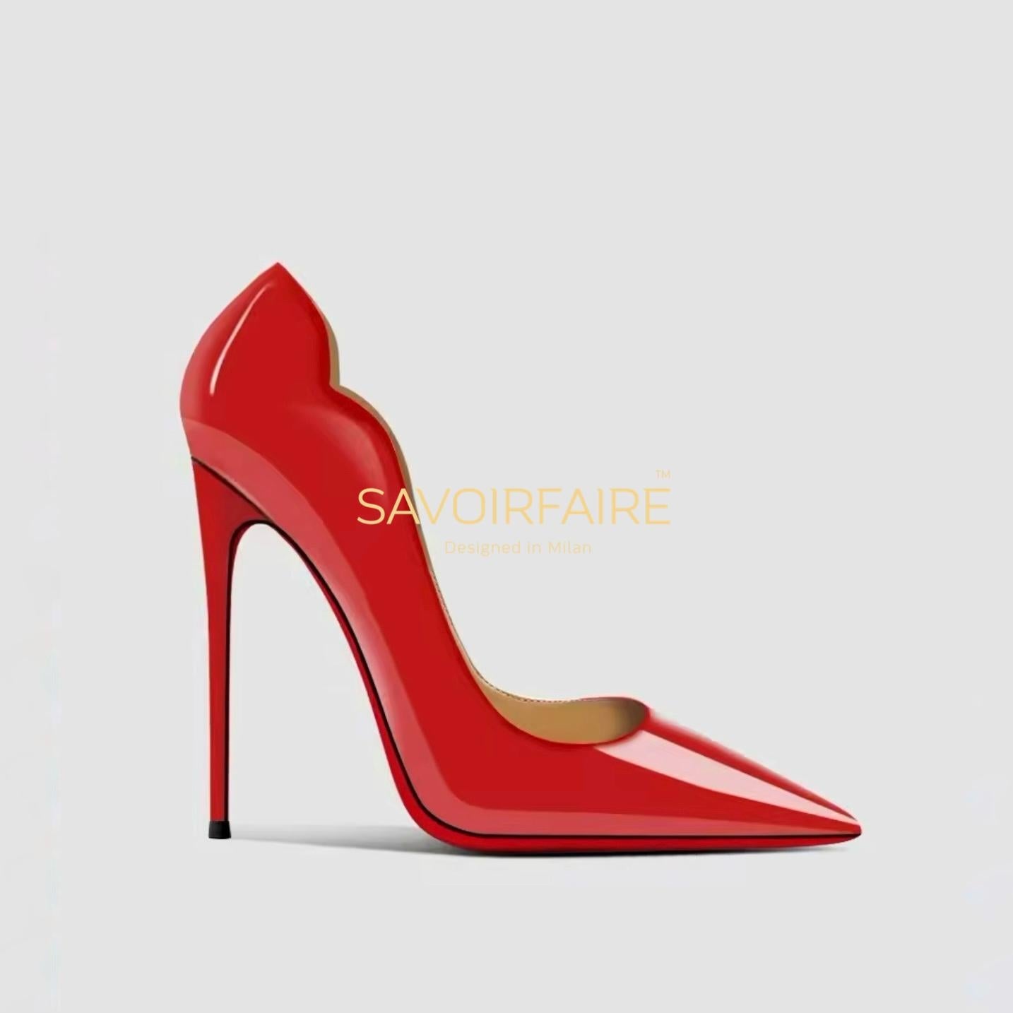 Kirschroter gewellter Stilettoabsatz