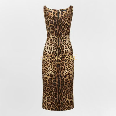 Schmales Kleid mit Leopardenmuster