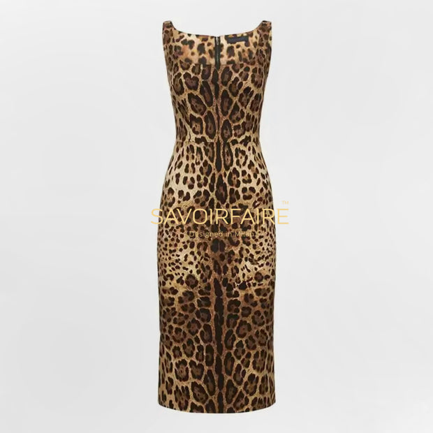 Schmales Kleid mit Leopardenmuster
