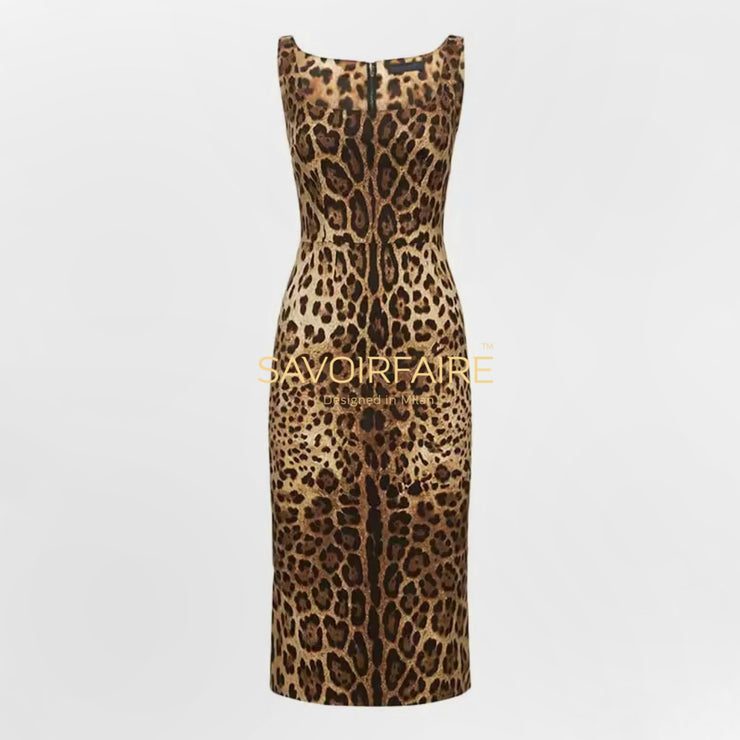 Schmales Kleid mit Leopardenmuster